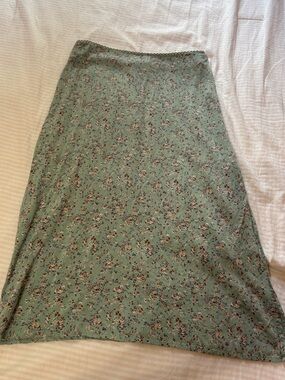 Brandy Melville Sage Green Floral A-Line Skirt